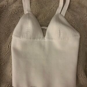 White Ribbed Knit Free People Tank w/ open back